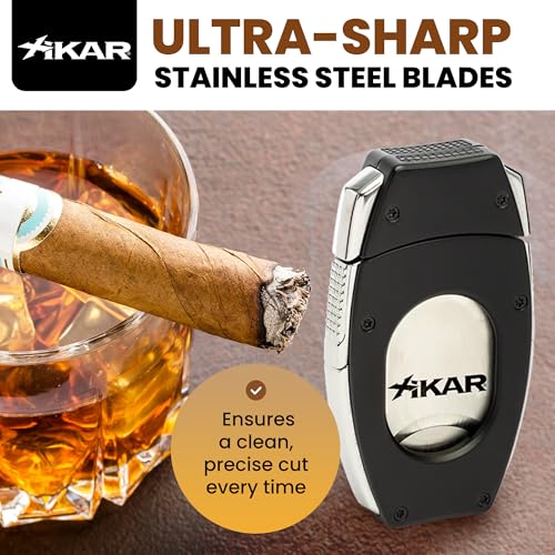 XIKAR Flip Dual Cigar Cutter - Versatile 64-Ring Gauge V-Cut & Straight Cut, Premium Stainless Steel Blades, Spring-Loaded Release, Built-in Cigar Rest, Textured Grip Cigar Snipper - Black - Image 3