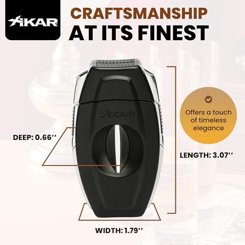XIKAR Flip Dual Cigar Cutter - Versatile 64-Ring Gauge V-Cut & Straight Cut, Premium Stainless Steel Blades, Spring-Loaded Release, Built-in Cigar Rest, Textured Grip Cigar Snipper - Black - Image 5