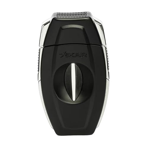 XIKAR Flip Dual Cigar Cutter - Versatile 64-Ring Gauge V-Cut & Straight Cut, Premium Stainless Steel Blades, Spring-Loaded Release, Built-in Cigar Rest, Textured Grip Cigar Snipper - Black - Image 1