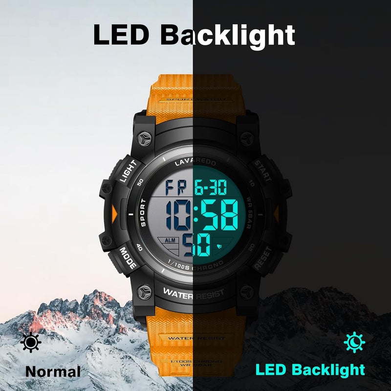 VTAIGE Men's Digital Watch Sports Outdoor Waterproof Watches for Men with LED Backlight Alarm Stopwatch Mens Watches Digital Chronograph Military Date - Image 2