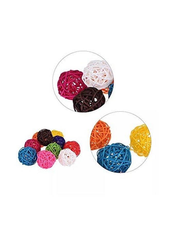 Stock Show Stock Show 10Pcs/Pack 1.57" Rattan Balls Bird Chew Toy DIY Accessories Toy for Parrot Budgie Parakeet Cockatiel Conure Lovebird Finch Macaw African Grey Cockatoo(Color Assorted)  - Image 3