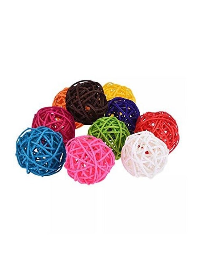 Stock Show Stock Show 10Pcs/Pack 1.57" Rattan Balls Bird Chew Toy DIY Accessories Toy for Parrot Budgie Parakeet Cockatiel Conure Lovebird Finch Macaw African Grey Cockatoo(Color Assorted)  - Image 5