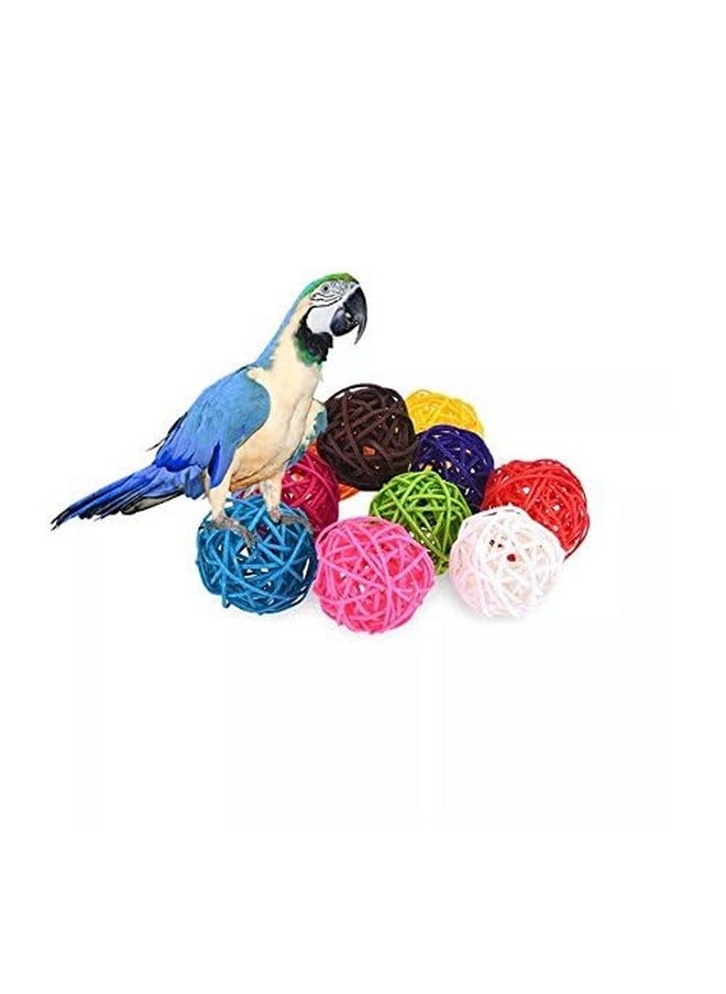 Stock Show Stock Show 10Pcs/Pack 1.57" Rattan Balls Bird Chew Toy DIY Accessories Toy for Parrot Budgie Parakeet Cockatiel Conure Lovebird Finch Macaw African Grey Cockatoo(Color Assorted)  - Image 2