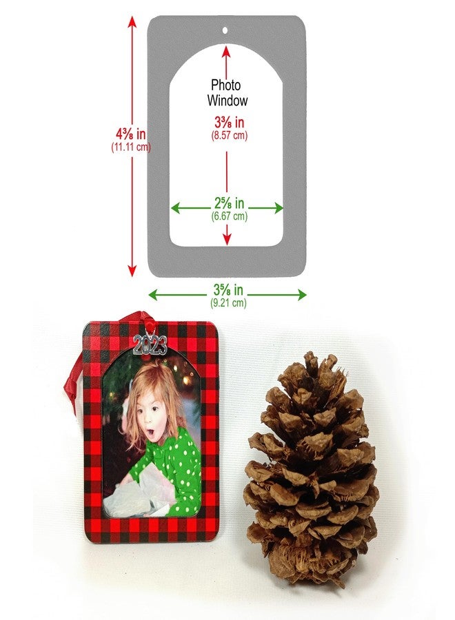 Expressly Yours! Photo Expressions 2024 Photo Ornaments for Christmas Tree, Sparkly Glitter Christmas Frame Ornament, Easy-Load Magnetic Design, Includes Satin Ribbon with Silver Charm Plus Photo Protector, Vertical, Green - Image 5