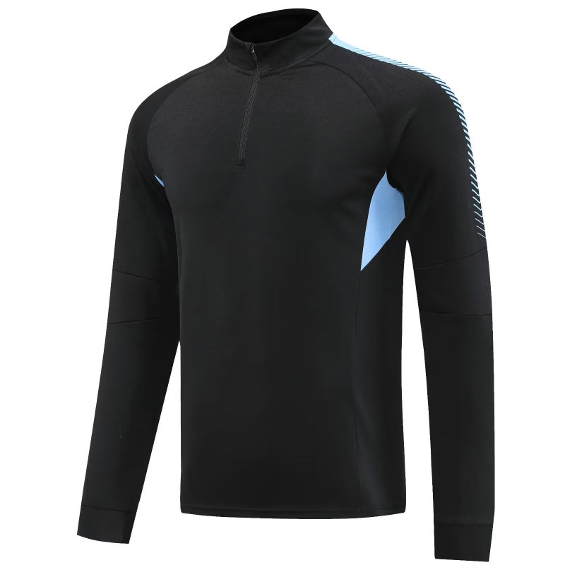 Generic Foreign trade wholesale semi-pull football uniforms training clothes outdoor sports running long sleeve sportswear autumn and winter group clothes appearance clothes 5001 black 