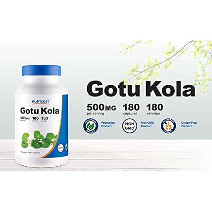 Nutricost Gotu Kola 500 MG, 180 Capsules - Vegetarian Capsules, Gluten Free, Non-GMO - Image 4