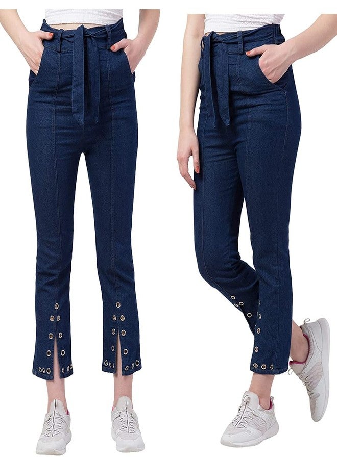 Malvina Girl's Regular Fit Jeans Casual Denim Palazzo (Dark Blue,28)-(Pack of 02) - Image 1