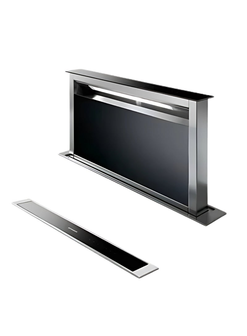 فابر شفاط مطبخ بلت إن، مقاس 90 سم، يعمل بنظام السحب السفلي، بقوة شفط 720 م³/س، مزود ب4 سرعات + سرعة مكثفة إضافية وإضاءة LED، مصنوع من الاستانلس ستيل والزجاج الأسود، موديل FABULA PLUS EV8+ BK A90 (صُنع في إيطاليا). - Image 5