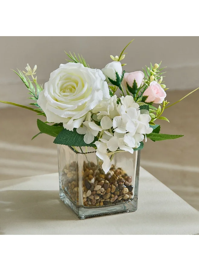 Home Box Areos Flower Arrangement in Glass Vase - 25 cm