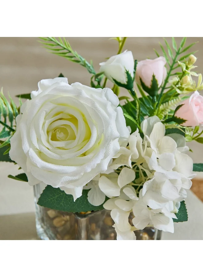 Home Box Areos Flower Arrangement in Glass Vase - 25 cm