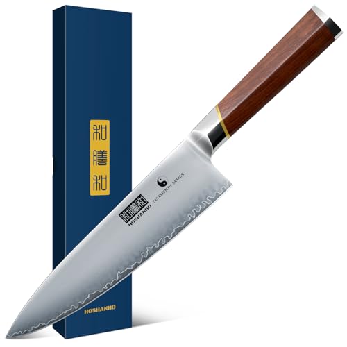 HOSHANHO Chef Knife 8 Inch, Japanese High Carbon Steel Kitchen Knife Ultra Sharp Cooking Knife, Professional Chef's Knife with Ergonomic Red Sandalawood Handle - Image 1