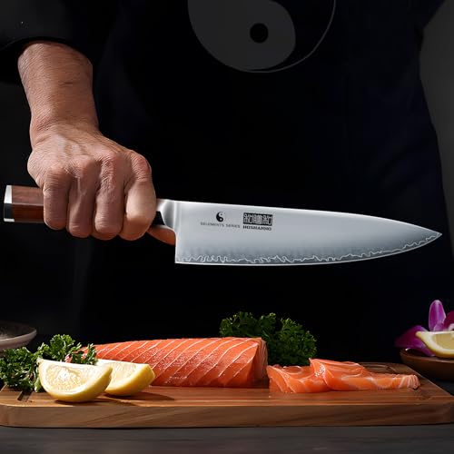 HOSHANHO Chef Knife 8 Inch, Japanese High Carbon Steel Kitchen Knife Ultra Sharp Cooking Knife, Professional Chef's Knife with Ergonomic Red Sandalawood Handle - Image 5