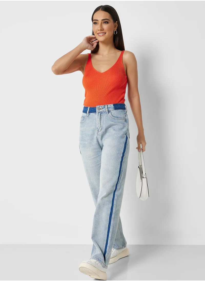 Ginger Contrast Detail Straight Fit Jeans