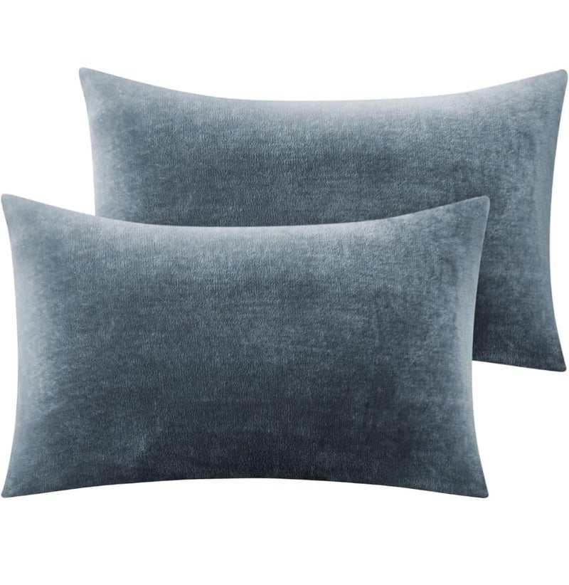 S&S Sands® Premium Ultra Soft Woollen Pillow Cover Set of 2 for Winter with Zipper Closure, Cozy Pillow Case Perfect for Warmth, Flannel Warm Pillowcases, King size-18X28 Inches (Grey) - Image 3