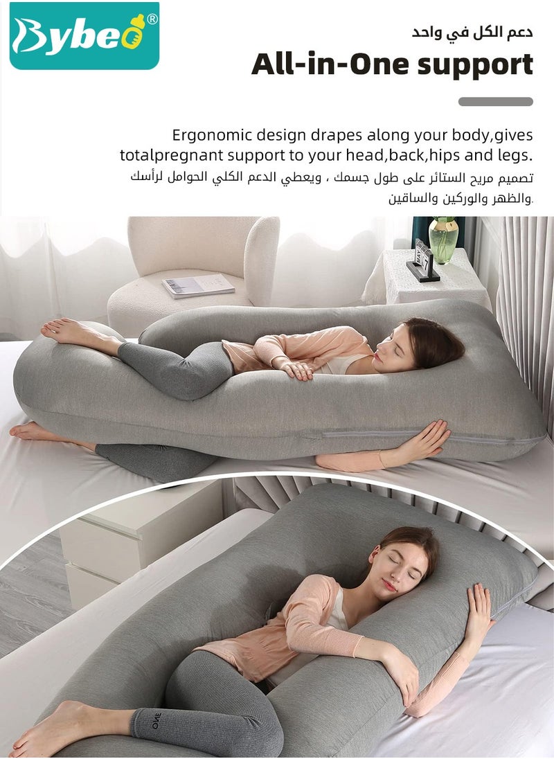 Bybeo Pregnancy Pillow with Cooling Cover, Maternity Pillows for Sleeping, U-Shaped Body Support for Back, Hips, Legs, Belly,a Must Have for Pregnant Women  - Image 3