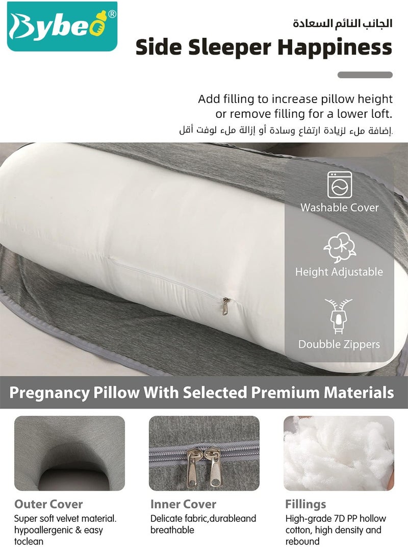 Bybeo Pregnancy Pillow with Cooling Cover, Maternity Pillows for Sleeping, U-Shaped Body Support for Back, Hips, Legs, Belly,a Must Have for Pregnant Women  - Image 5
