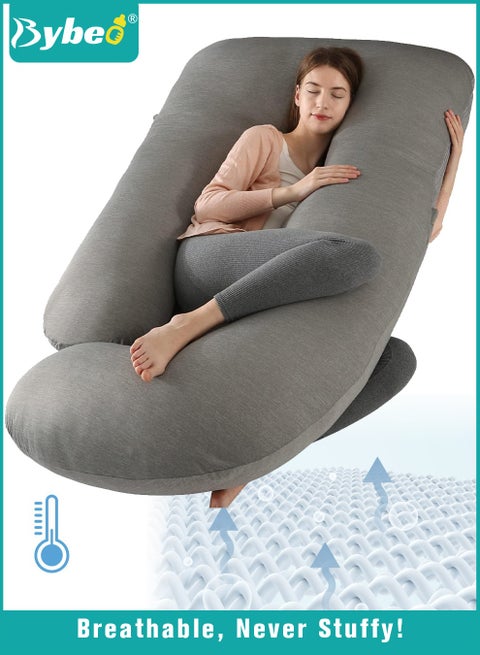 Pregnancy Pillow with Cooling Cover, Maternity Pillows for Sleeping, U-Shaped Body Support for Back, Hips, Legs, Belly,a Must Have for Pregnant Women
