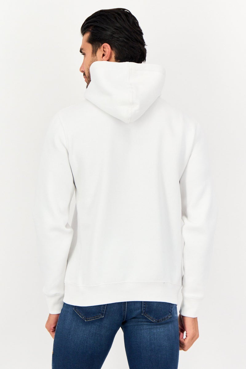 Celio Men Hood With Drawstring Print Long Sleeve Hoodie, Optical White - Image 3