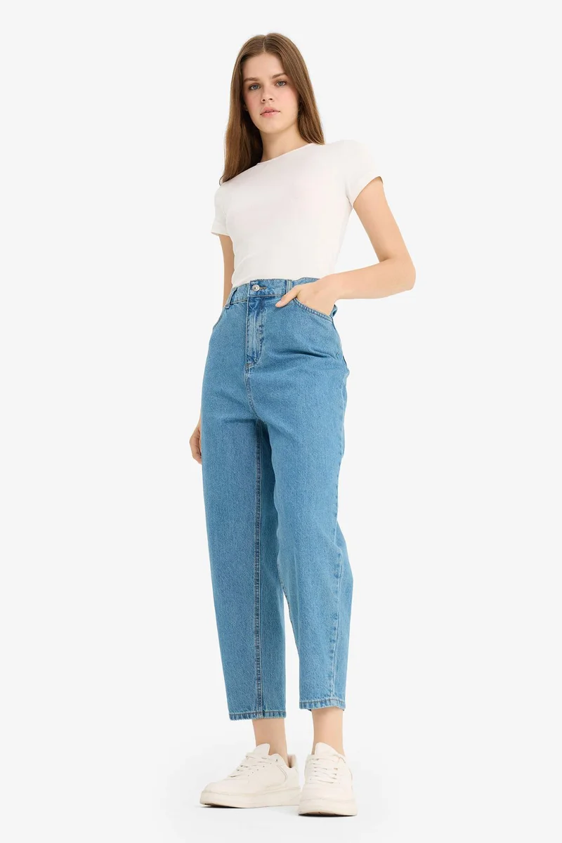 ديفاكتو Paperbag High Waist Ankle Length Jeans