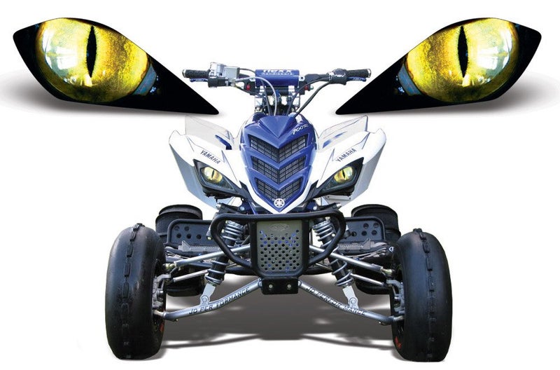 AMR Racing غطاء ملصق رسومات عيون مصابيح ATV من AMR Racing متوافق مع ياماها رابتور 700/250/350 - أصفر كسوف - Image 3