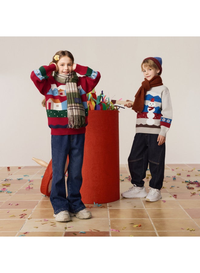 مكد سترة نصف قابلة للسحب شتوية للصبيان دافئة ومريحة للبشرة برسم رجل الثلج الكرتوني - Image 5