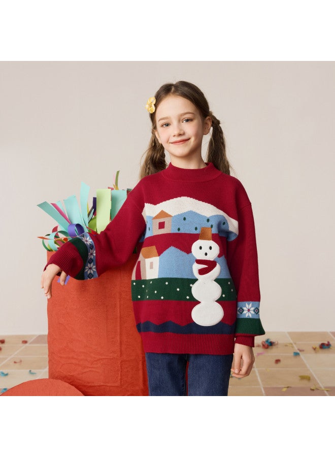 مكد سترة نصف قابلة للسحب شتوية للصبيان دافئة ومريحة للبشرة برسم رجل الثلج الكرتوني - Image 4