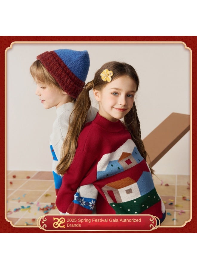 مكد سترة نصف قابلة للسحب شتوية للصبيان دافئة ومريحة للبشرة برسم رجل الثلج الكرتوني - Image 3