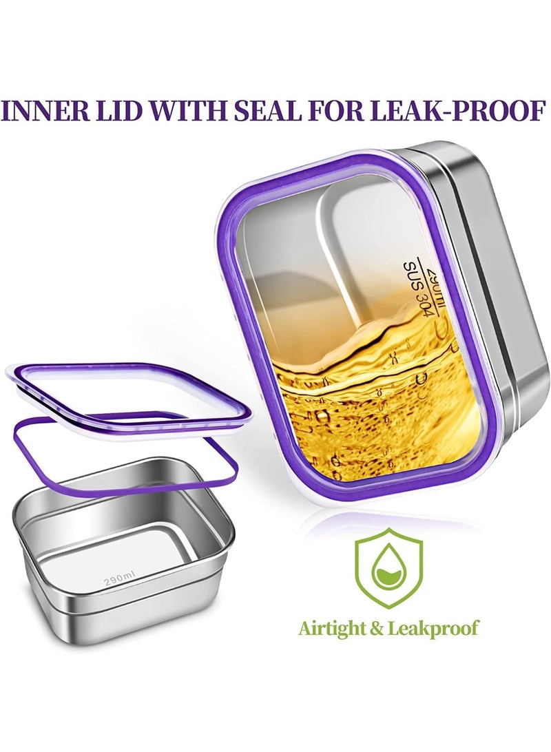 تابيت صندوق غداء مدرسي ١٢٦٠ مل، مصنوع من الفولاذ المقاوم للصدأ، مقاوم للتسرب، بثلاث فتحات، مع حقيبة غداء، وأدوات مائدة، وشوكة، وصندوق بينتو للأطفال والكبار - مصنوع من مواد آمنة غذائيًا (أرجواني، ١٢٦٠ مل) - Image 4