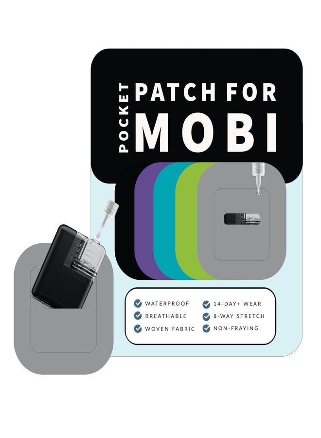Glucomart Adhesive Pocket for Mobi (5 Count – Maximum Strength Patches for Wearing Mobi Insulin Pump, Waterproof & Hypoallergenic (Solids Variety Pack (Mobi Pocket