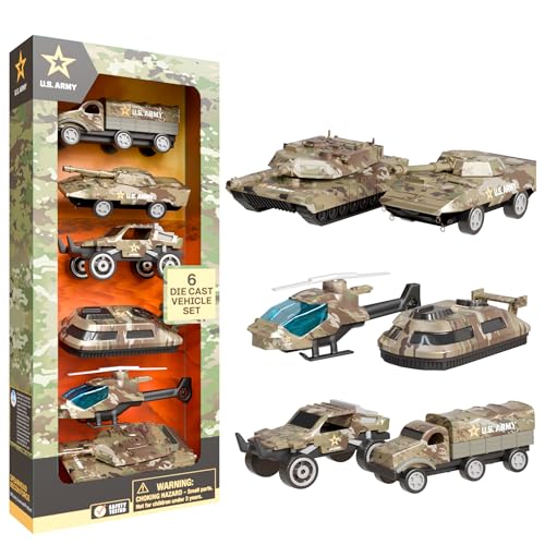 Lollipop US Army DieCast Vehicle Set 6 Military Vehicles for Toddlers Kids Army Trucks Jeeps Recon Force Toys for Boys Age 47 Officially Licensed Army Action Set for Adventures - Image 1