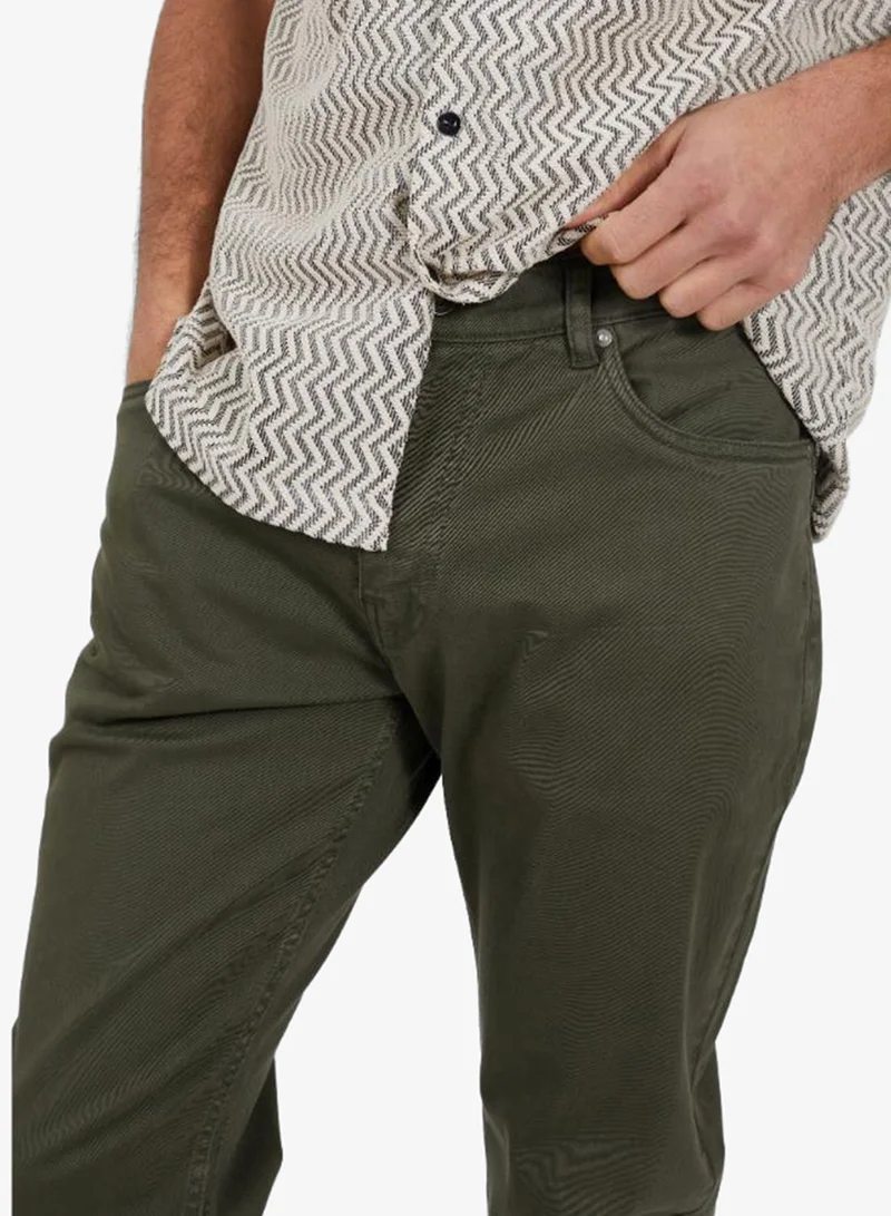 BRAVE SOUL  MENS COTTON TWILL CHINO FIXED BUTTON WAIST WITH ZIP FLY. PU BRANDED BACK PATCH for Men | Best Price UAE