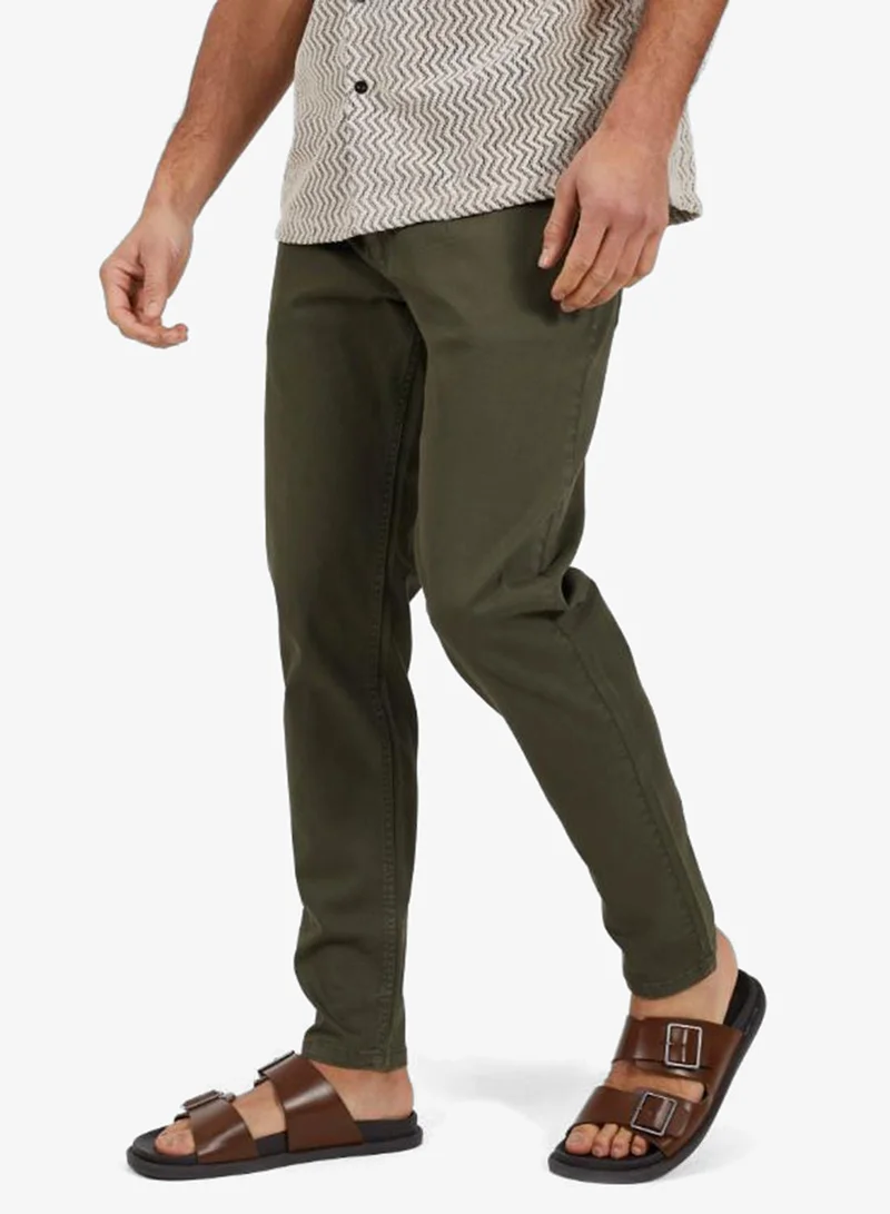 BRAVE SOUL  MENS COTTON TWILL CHINO FIXED BUTTON WAIST WITH ZIP FLY. PU BRANDED BACK PATCH for Men | Best Price UAE