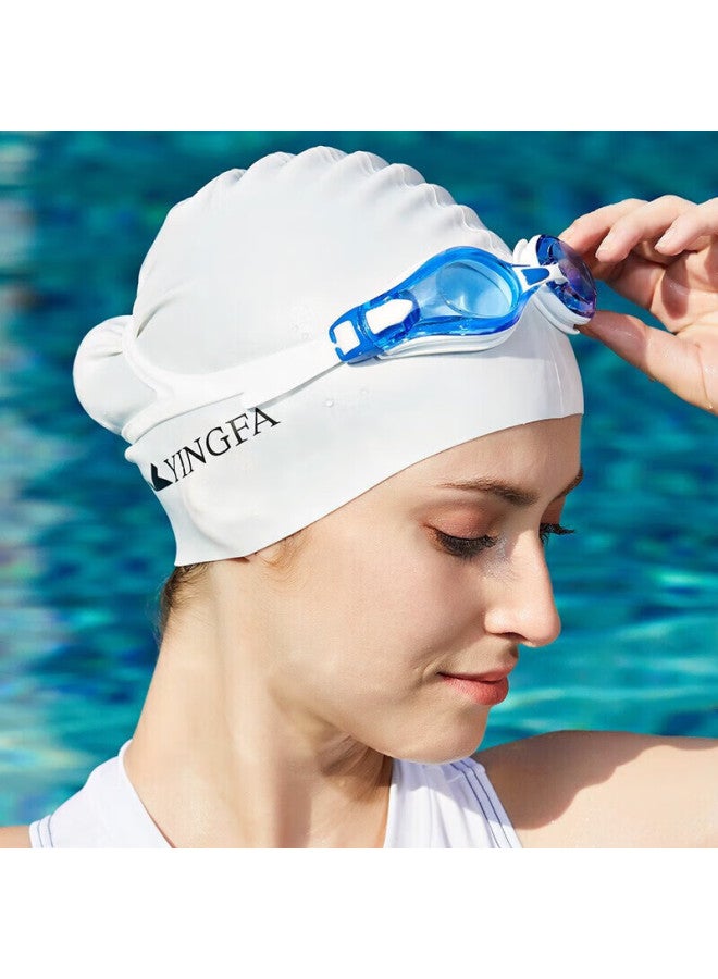 Yingfa Swimming Cap, Solid Color Silicone Long Hair Waterproof Comfortable Non-binding For Men And Women, Adult Swim Cap, White - Image 2
