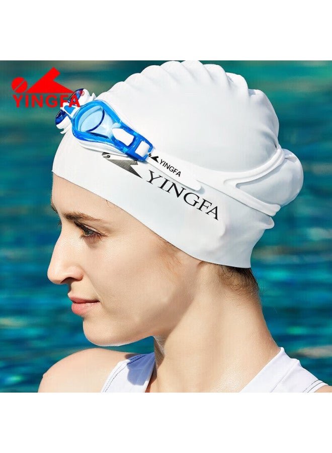 Yingfa Swimming Cap, Solid Color Silicone Long Hair Waterproof Comfortable Non-binding For Men And Women, Adult Swim Cap, White - Image 1