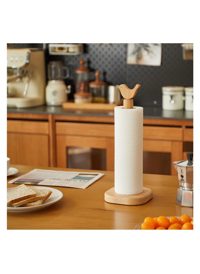 SYOSI - Wooden Paper Towel Holder, Cute Bird Design Kitchen Roll Stand, Kawaii Countertop Organizer and Dispenser, Home Decor for Table and Kitchen, 33.5 cm - Image 1