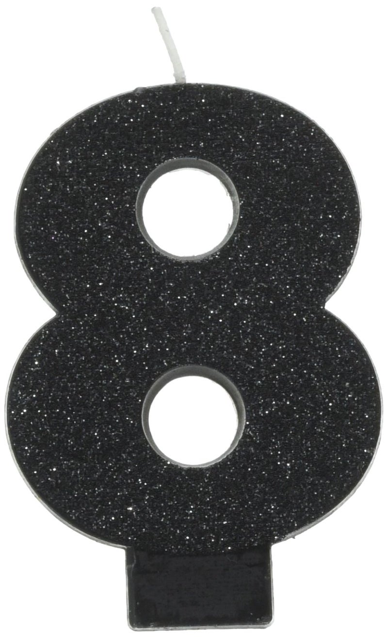 Amscan 8 Glitter Numeral Candle 3 14 Black