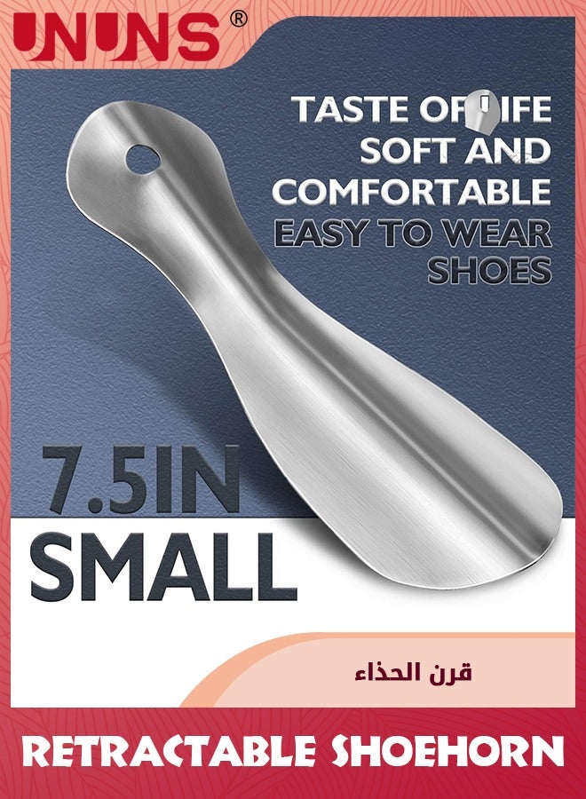 UNUNS لبيسة حذاء معدنية، مقبض طويل لبيسة حذاء لكبار السن والرجال والنساء والأطفال، مساعد لبيسة الحذاء للأحذية، قطعتان، طول 16.5 بوصة، مقاس السفر 7.3 بوصة - Image 3