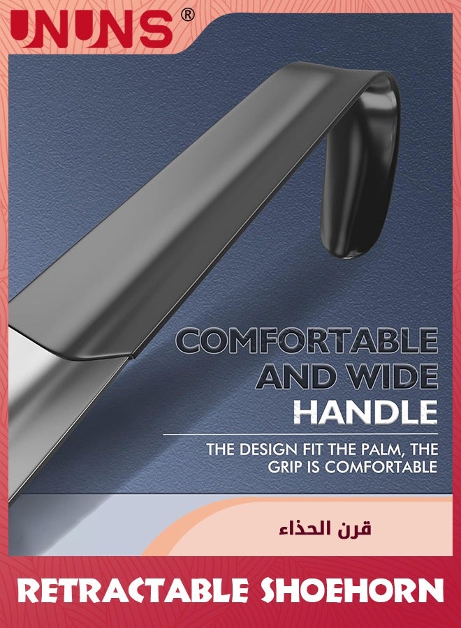 UNUNS لبيسة حذاء معدنية، مقبض طويل لبيسة حذاء لكبار السن والرجال والنساء والأطفال، مساعد لبيسة الحذاء للأحذية، قطعتان، طول 16.5 بوصة، مقاس السفر 7.3 بوصة - Image 4