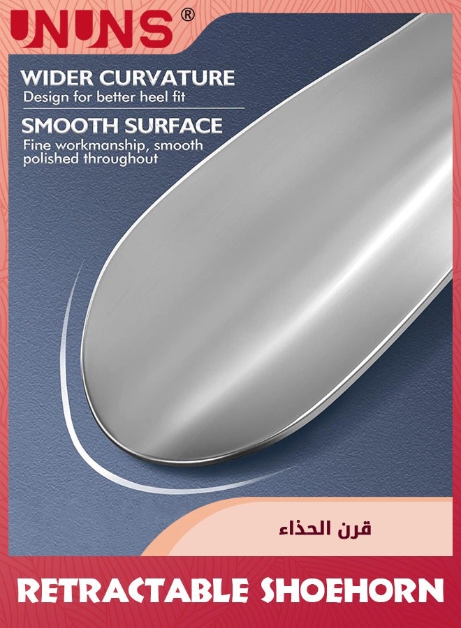 UNUNS لبيسة حذاء معدنية، مقبض طويل لبيسة حذاء لكبار السن والرجال والنساء والأطفال، مساعد لبيسة الحذاء للأحذية، قطعتان، طول 16.5 بوصة، مقاس السفر 7.3 بوصة - Image 5