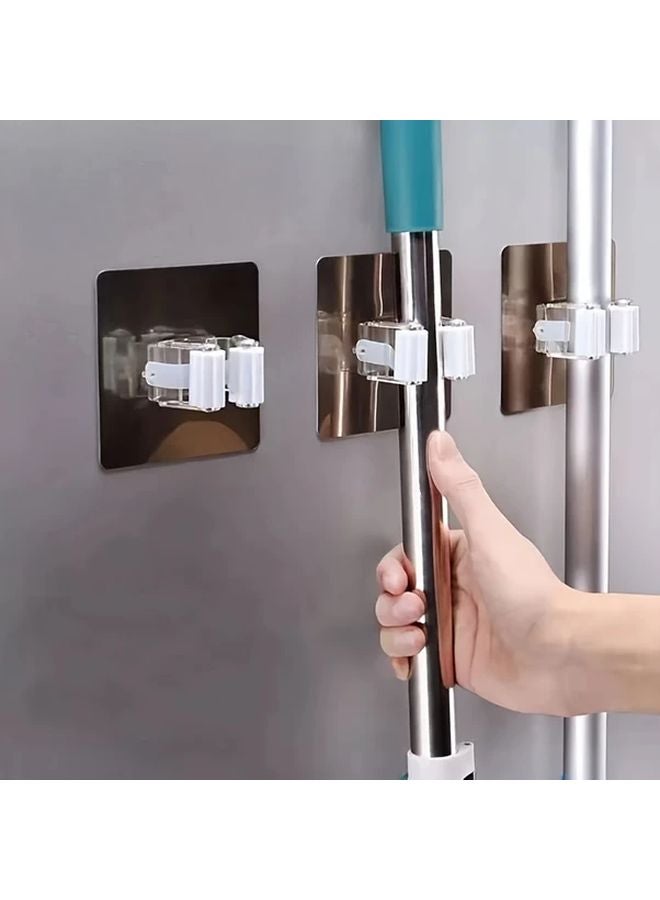 2pcs Strong Adhesive Mop Broom Holder Wall Mount Easy Install Bathroom Kitchen - Image 2