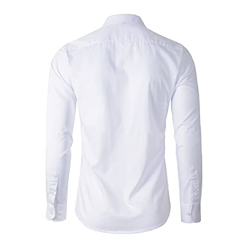 Beninos Men's Dress Shirts Casual Long Sleeve Button Down Shirt (5618 White, L) - Image 3