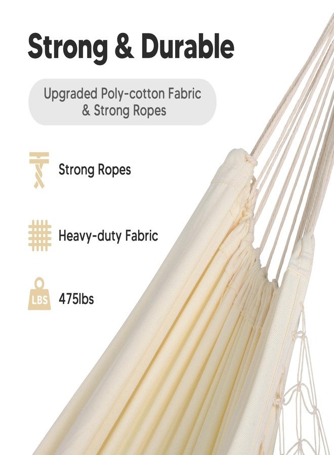 73Hours Portable Camping Hammock for Outside, Heavy Duty 2 Person Hammock Bed for Tree, Beige with Tassels - Image 3