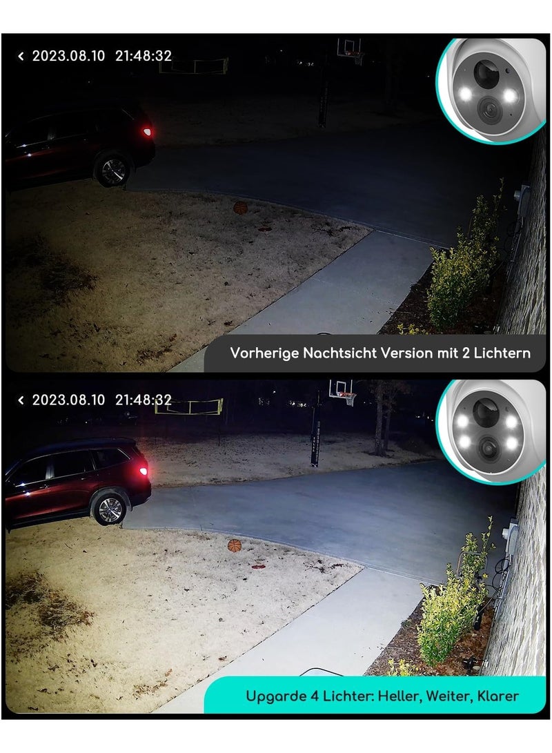 كاميرا مراقبة خارجية لاسلكية بدقة 2K مع بطارية، دوران 355°/90°، رؤية ليلية ملونة، كشف حركة، مقاومة للماء IP66، تخزين سحابي - Image 2