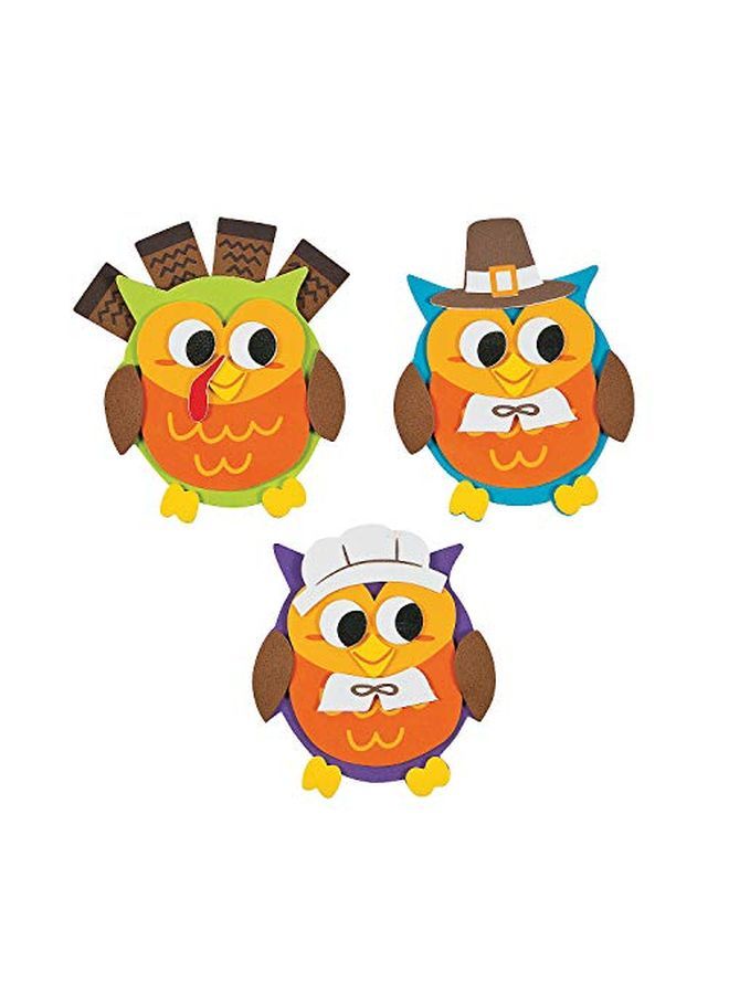 Fun Express Owl Thanksgiving Foam Magnets Craft Kit 12 Crafts For Kids And Fun Home Activities - Image 1