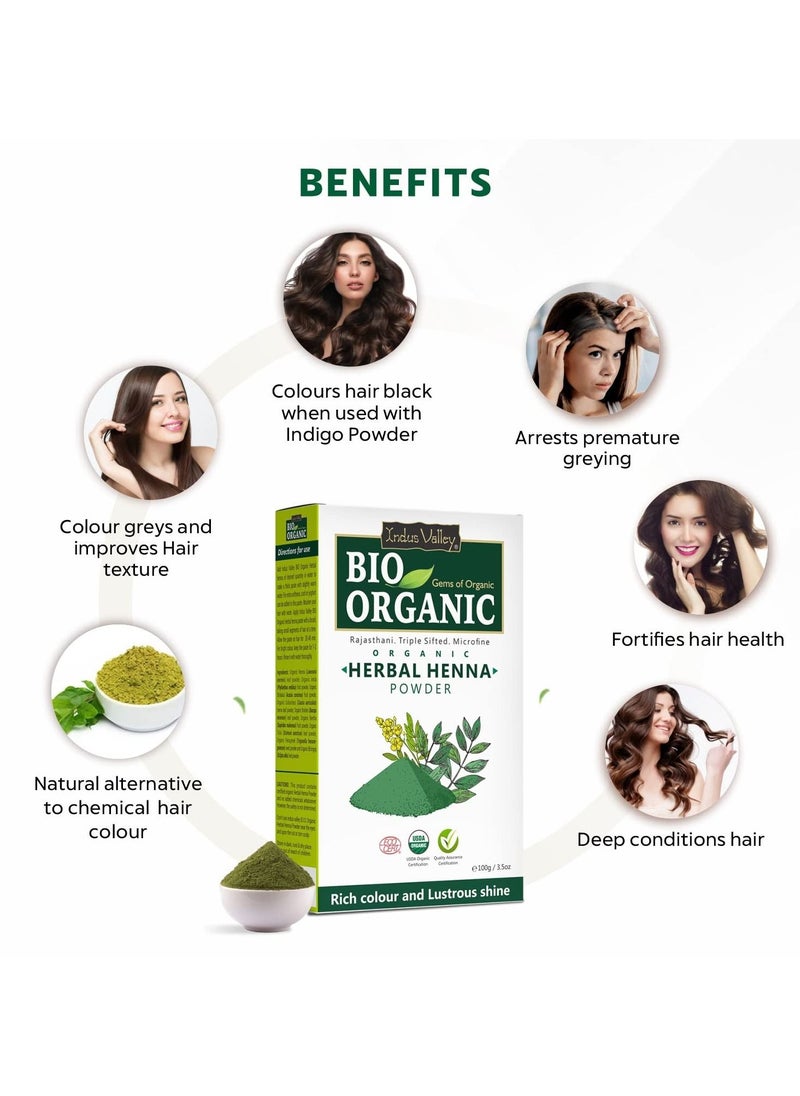 Indus Valley Indus Valley Bio Organic Combo Herbal Henna Powder for Hair pack of 2  - Image 3