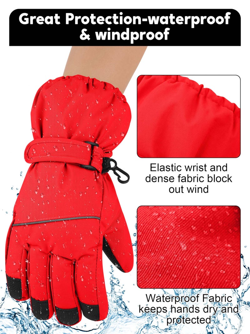 Cooraby 2 Pairs Kids Snow Ski Gloves Winter Waterproof Warm Gloves for Boys Girls Cold Weather Outdoor - Image 4