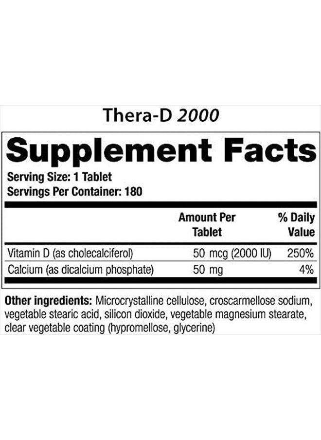 Theralogix Thera-D 2000 Vitamin D Supplement | 2,000 IU Vitamin D3 Tablets | 180 Day Supply | Manufactured in The USA  - Image 3