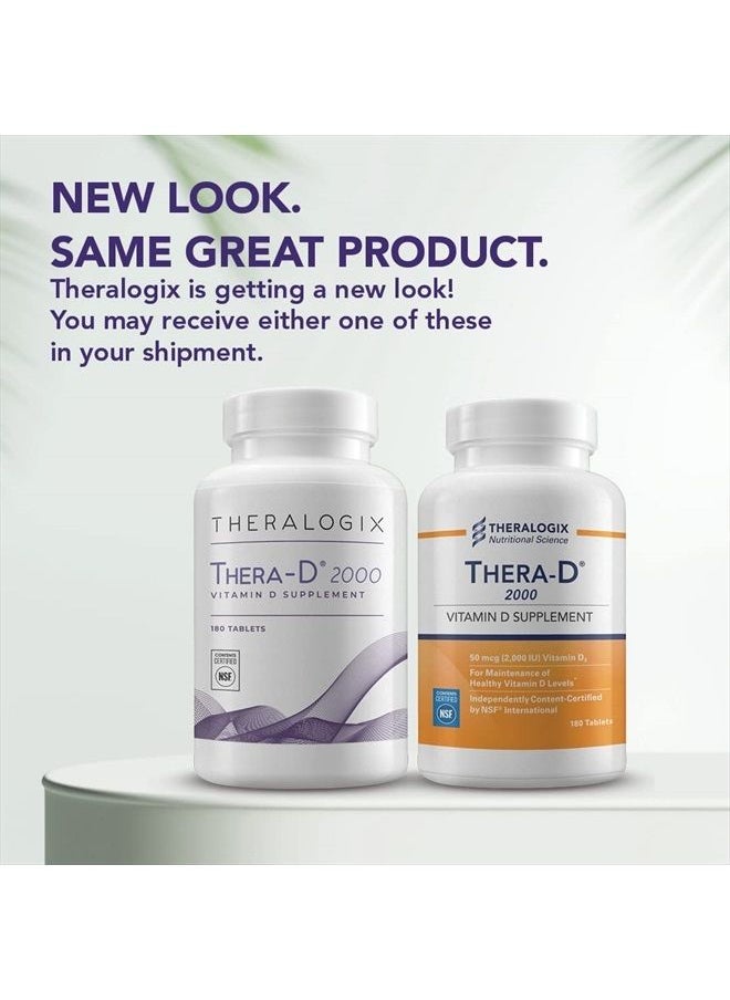 Theralogix Thera-D 2000 Vitamin D Supplement | 2,000 IU Vitamin D3 Tablets | 180 Day Supply | Manufactured in The USA  - Image 2