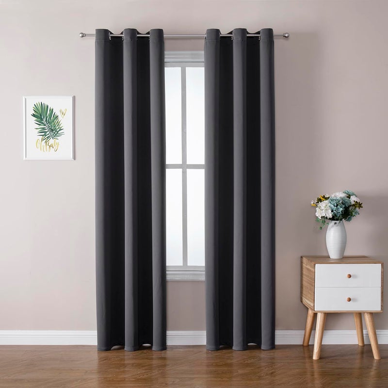 ChrisDowa Blackout Curtains 72 inches Long for Bedroom - 2 Panels Set Grommet Thermal Insulated Room Darkening Curtains for Living Room (Dark Grey, 42 x 72 Inch) - Image 1