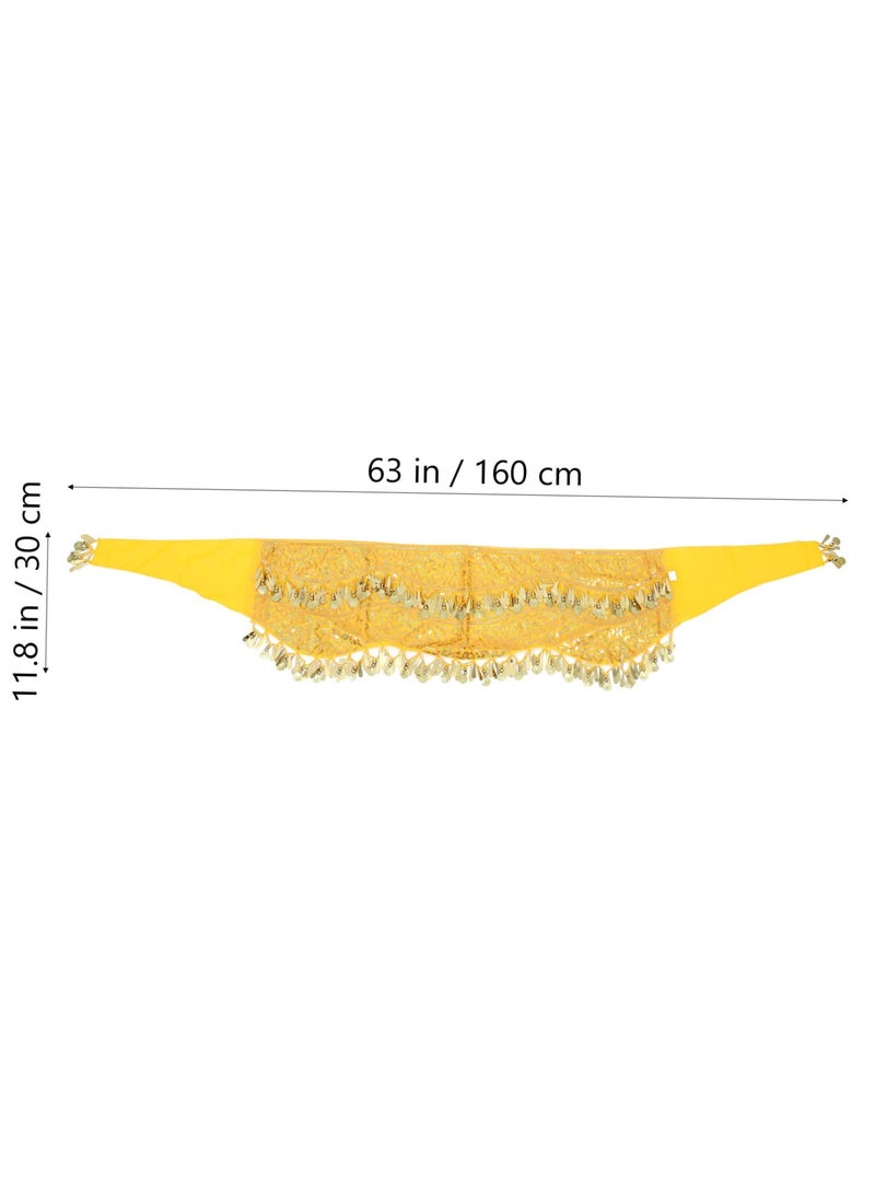Excefore - Belly Dance Hip Scarf, Gold Coins Belly Dance Skirt Belly Dancer Costumes, Women's Chiffon Belly Dancing Belt with Gold Coins for Women Girl Latin Zumba Yoga (Gold) - Image 1